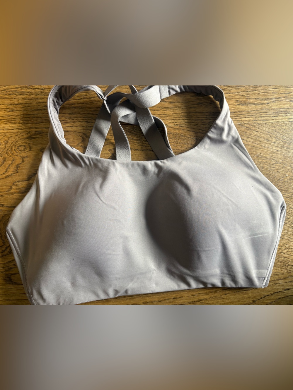 Lululemon Light Gray Low-Impact Sports Bra | Strappy Back | Size 34DD
